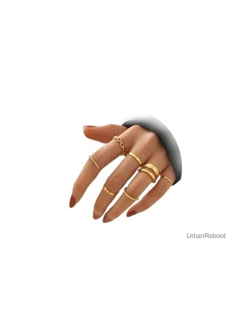 7-Piece Snake Stacking Rings Set Boho Vintage Midi Knuckle Goldstone